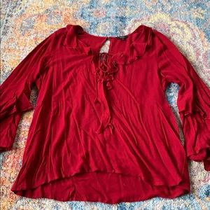 Fabulous red bell bottom sleeve blouse